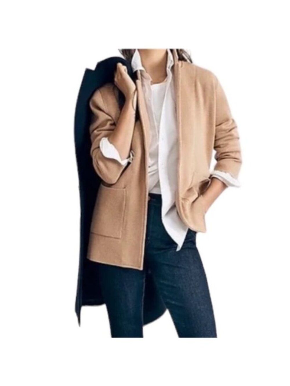 J Crew 365 Sophie Open Front Sweater Blazer Cardigan tan Camel size XS